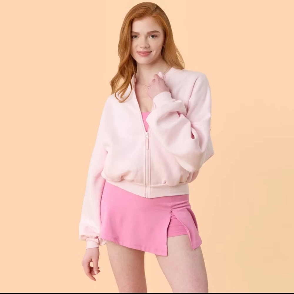 NWT Blogilates Light Pink Bomber Jacket M